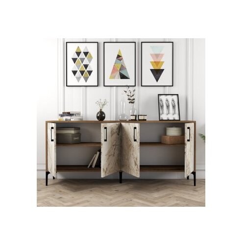 Hanah home komoda kiev walnut white marble Slike