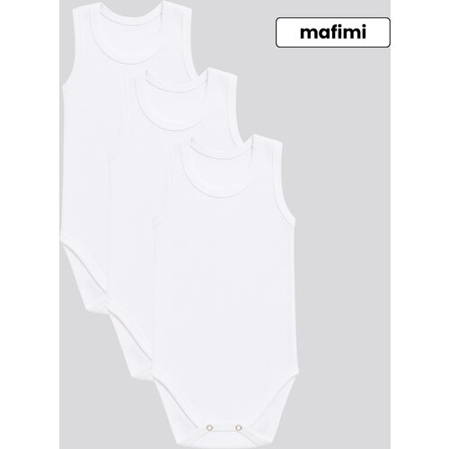 Mafimi Pamučni Bodići Atlet za bebe i decu set od 3 - bela Slike