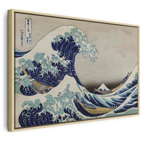  Slika - Hokusai Katsushika – The Great Wave off Kanagawa 90x60 U prirodnom drvenom okviru Cene