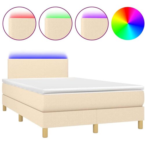 VidaXL Krevet s oprugama i madracem LED krem 120 x 190 cm od tkanine Slike