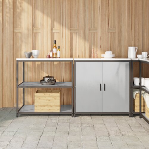 vidaXL Kuhinjski set za pohranu 2 pcs Srebrna 150 x 50 x 92 cm Cijene