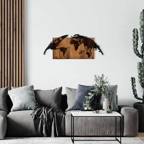 world map black walnut decorative wooden wall accessory Slike