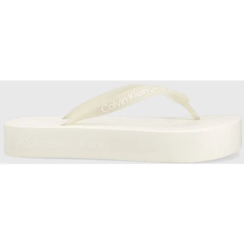 Calvin Klein Jeans Japonke Beach Sandal Flatform Logo YW0YW01092 Creamy White/Bright White YBI