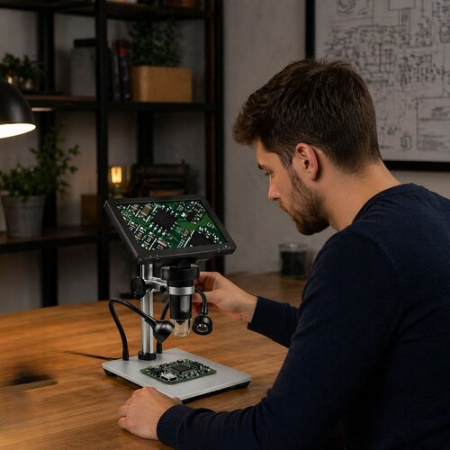  Educational Digital Microscope Remote Control Wired 1200X LCD 7 INCH HD Camera Slike