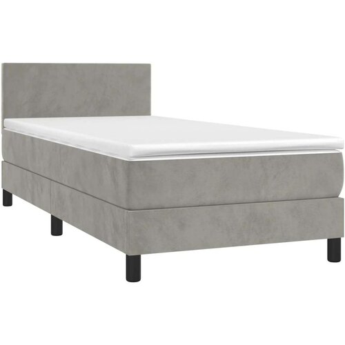  Box spring s madracem LED svjetlosivi 90x190 cm bar&amp;scaron;un Slike