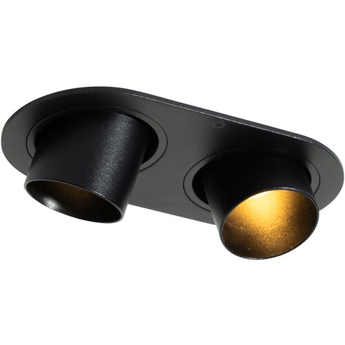 QAZQA Okrogel vgradni reflektor črn GU10 35 mm nagibni 2-lučni - Installa Slike
