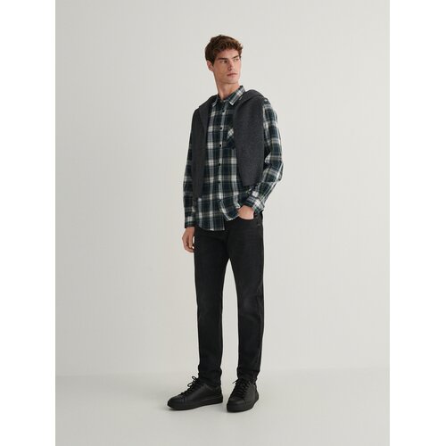 Reserved karirasta srajca regular fit - kaki Cene