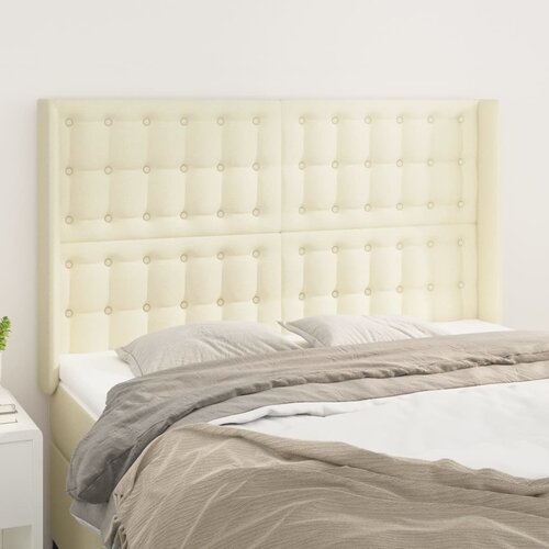 VidaXL Vzglavje z u&amp;scaron;esi krem 147x16x118/128 cm umetno usnje Slike