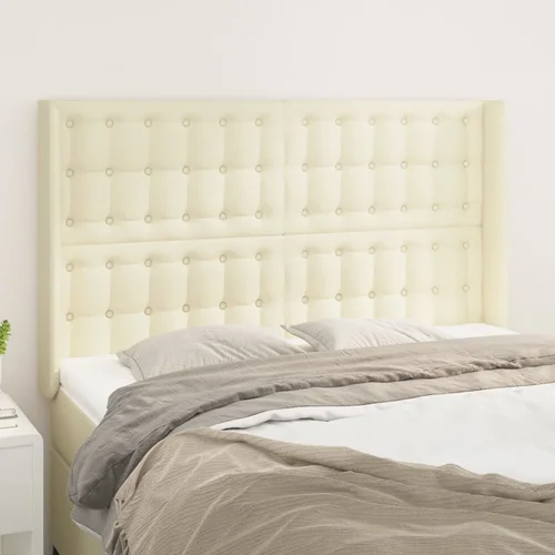 vidaXL Vzglavje z ušesi krem 147x16x118/128 cm umetno usnje