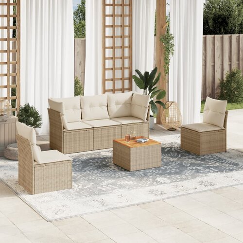 VidaXL 6-dijelni set vrtnih sofa s jastucima bež od poliratana Slike