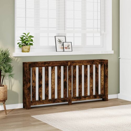 vidaXL Pokrov za radiator dimljen hrast 175x20x82 cm inženirski les Cene