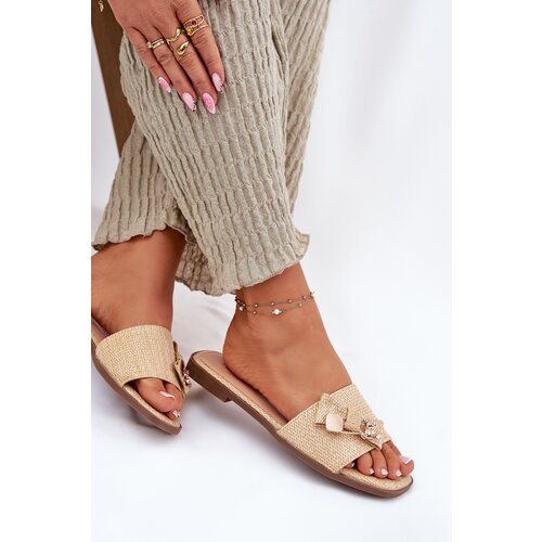 Boto Ladies Flat Heeled Sandals With Bow Beige Sallariela Cene
