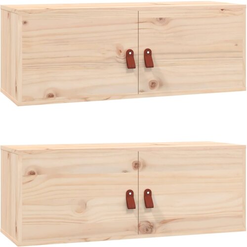 Maison Chic Stenska omarica - Zidna omarica 2 kosa 80x30x30 cm trdna borovina iu50, (22062967) Slike