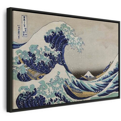  Slika - Hokusai Katsushika – The Great Wave off Kanagawa 60x40 U crnom drvenom okviru Cene