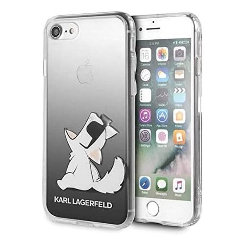 Karl Lagerfeld Originalen ovitek KLHCI8CFNRCBK za iPhone 7 ali 8 ali SE 2 2020 prozorno črna trda za&amp;scaron;čita - Choupette Fun Slike