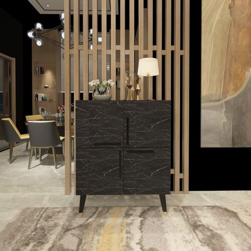 Hanah home komoda makro - black black marble console Cene