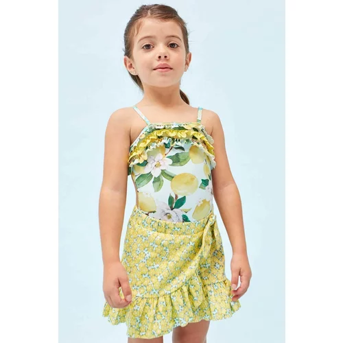 Mayoral Dječje pamučna haljina boja: žuta, mini, ravna