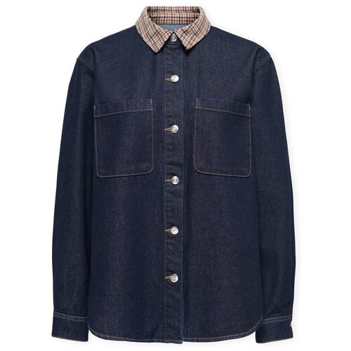 Only Topi &amp;amp; Bluze Vera Check Shirt - Dark Blue Denim Modra Slike