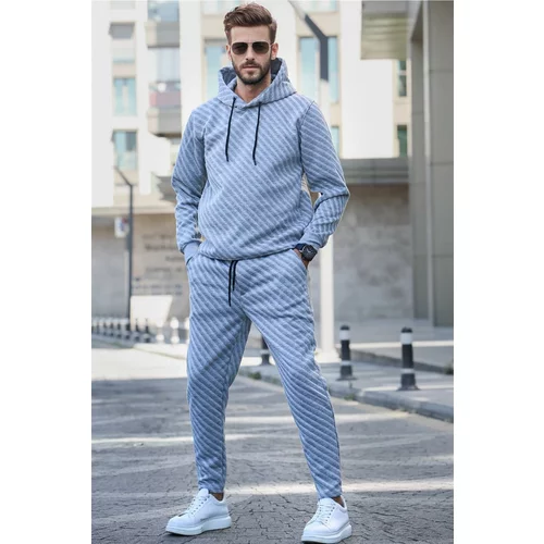 Madmext Gray Hooded Basic Tracksuit Set 5904