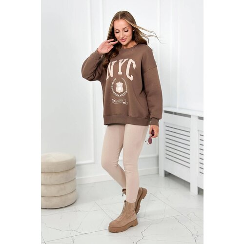Kesi Cotton set of insulated sweatshirt + leggings brown Slike