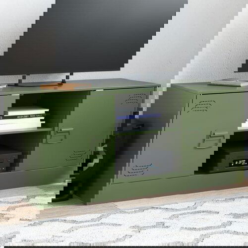 VidaXL TV omarica olivno zelena 99x39x44 cm jeklo Slike