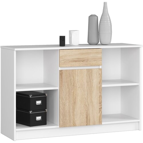 AKORD KOMODA B-17 120 cm 1 Predal 1 Vrata BELO / SONOMA, (21702919) Slike