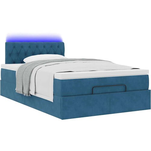 vidaXL Otomanski posteljni okvir z vzmetnico moder 120x190 cm žamet Cene