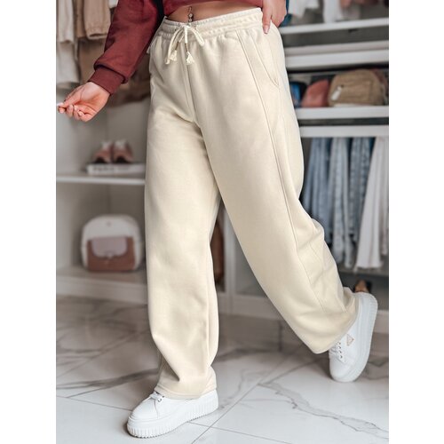 DStreet Spodnie damskie dresowe wide leg DRESMOOD beżowe Slike