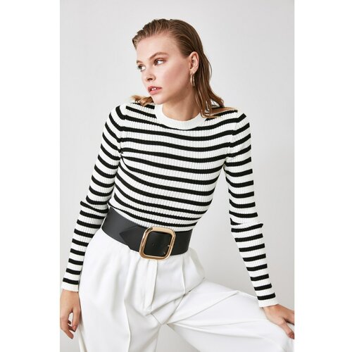 Trendyol Ženski džemper Striped crna | siva Slike