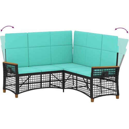  Vrtni set sofe za opu&amp;scaron;tanje Crna i Tirkizna 164 x 164 x 112 cm Slike
