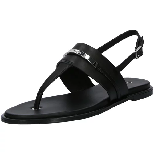 Calvin Klein Sandali Flat Tp Sandal Metal Bar Lth HW0HW02031 Black BEH