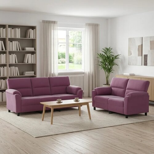  Set sofe 2 pcs Ljubičasta Baršun - Ljubičasta 2-sjedalo (140 cm) + 3-sjedalo Cene