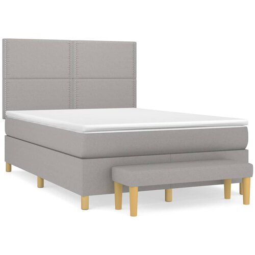 Maison Chic Box spring posteljni - Vzmetna postelja z vzmetnico svetlo siv 140x190 cm blago SL19503, (21894050) Cene