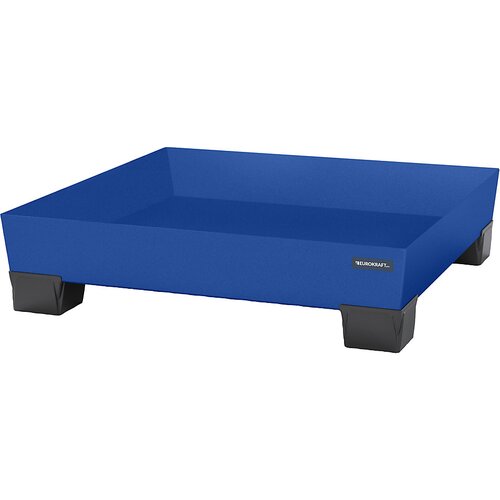eurokraft pro Jeklena prestrezna kadica z nogami iz umetne mase, DxŠxV 1240 x 1210 x 295 mm, modra, brez mrežaste rešetke Cene
