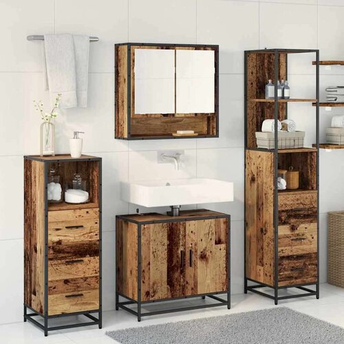 VidaXL set namje&amp;scaron;taja za kupaonicu 4 pcs staro drvo 65 x 33 x 60 cm Slike