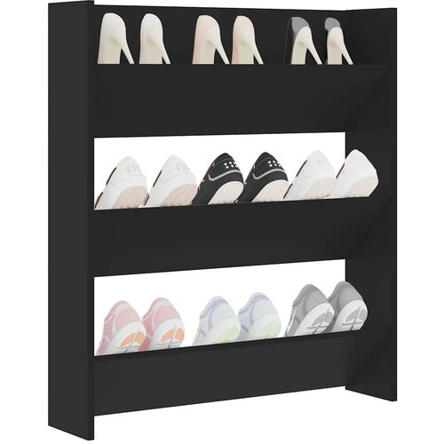  Zidni ormarić za cipele crni 80 x 18 x 90 cm konstruirano drvo Slike