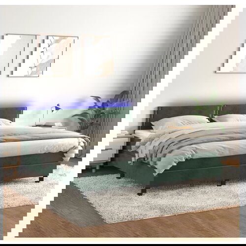 vidaXL Krevet box spring s madracem LED tamnozeleni 180x200 cm baršun Cijene