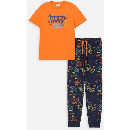 Coccodrillo Dječja pamučna pidžama boja: narančasta, s uzorkom