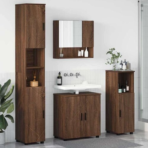  Set namje&amp;scaron;taja za kupaonicu 4 pcs Smeđi hrast 61 x 35 x 64 cm Slike