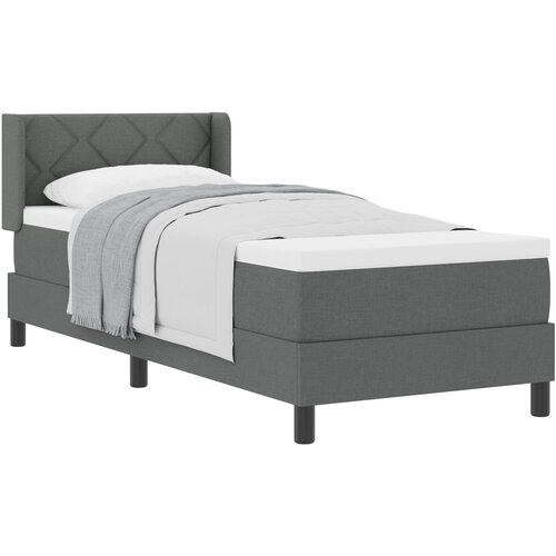 VidaXL Box Spring Bed s madracem Tamno siva 80x200 cm Tkanina, Uzglavlje s dijamantnim blokovima dizajn Tamno sivo 80 cm Tkanina Slike