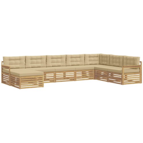  Set vanjskih sofa 8 kom. Bijela i bež Čvrsto drvo akacije 406 x 247,5 x 73 cm Slike