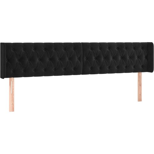 Maison Chic posteljno vzglavje - vzglavna omarica - nočna omarica z u&amp;scaron;esi črno 203x16x78/88 cm žamet, (21711767) Slike