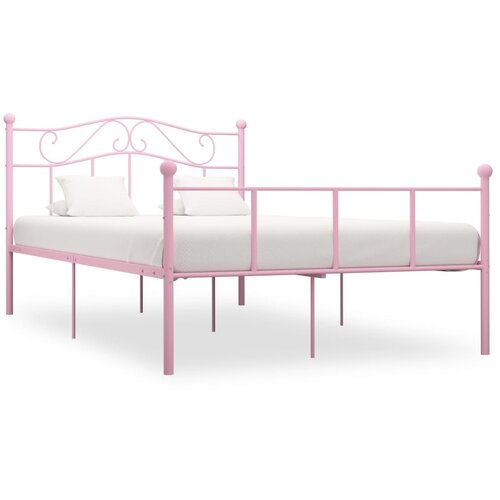 VidaXL Okvir za krevet ružičasti metalni 140 x 200 cm Slike