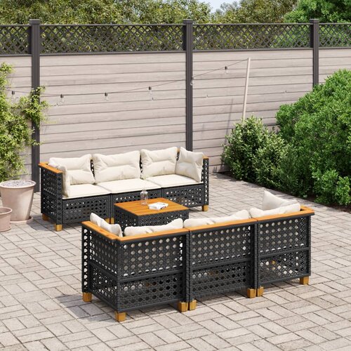 vidaXL 7-dijelni set vrtnih sofa od poliratana s jastucima crni Cijene