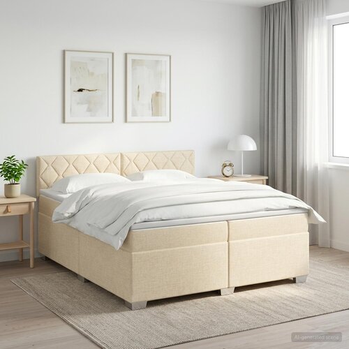  Boxspring krevet s madracem Krem 200 x 200 cm Tkanina Cene