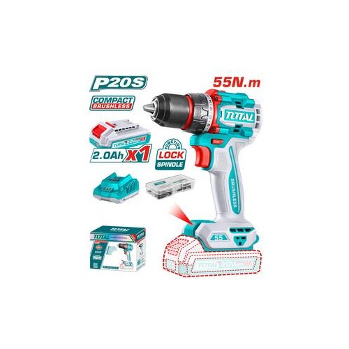 Total Aku bu&scaron;ilica 20v,BL,55NM,1 bat 2Ah + punjač 2A TDLI205582 Cene