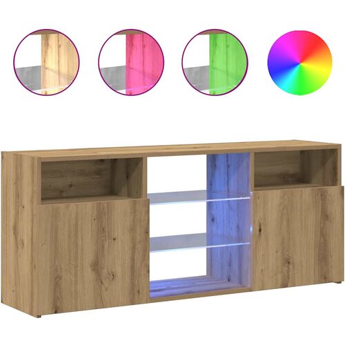 Maison Chic TV omarica - TV stojalo - Televizijska omarica z LED artisan hrast 120x30x50 cm inženirski les, (21699933) Slike