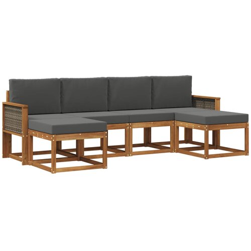 vidaXL Zunanja garnitura za sedenje 6 pcs Naravna in antracitna, (5000281007) Cene