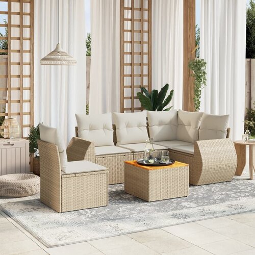 VidaXL 6-dijelni set vrtnih sofa s jastucima bež od poliratana Slike