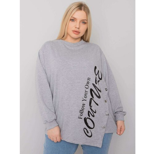 Fashion Hunters Gray melange plus size blouse with inscription Slike